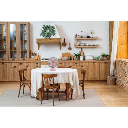 Good Housekeeping All-Metal Oscillating Retro Desk Table Fan, 12 Inch, Pink