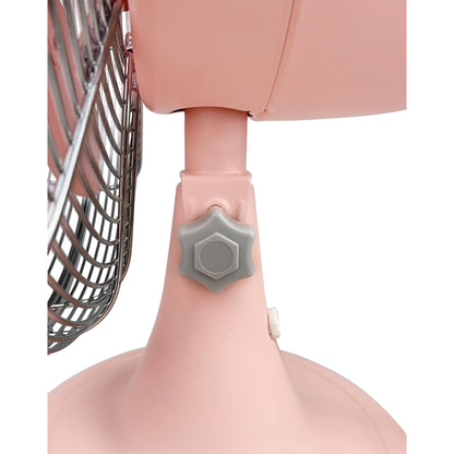 Good Housekeeping All-Metal Oscillating Retro Desk Table Fan, 12 Inch, Pink