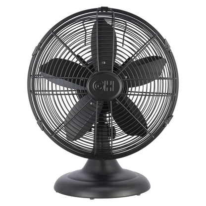 Good Housekeeping All-Metal Oscillating Retro Desk Fan, 12 Inch, Breezewave