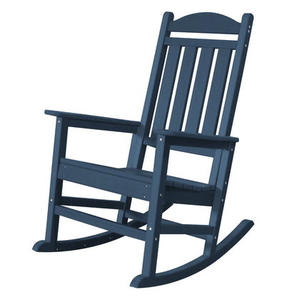 Trapper’s Peak Outdoor Rocking Chair Poly Lumber Grain, Steel Frame, Dark Blue