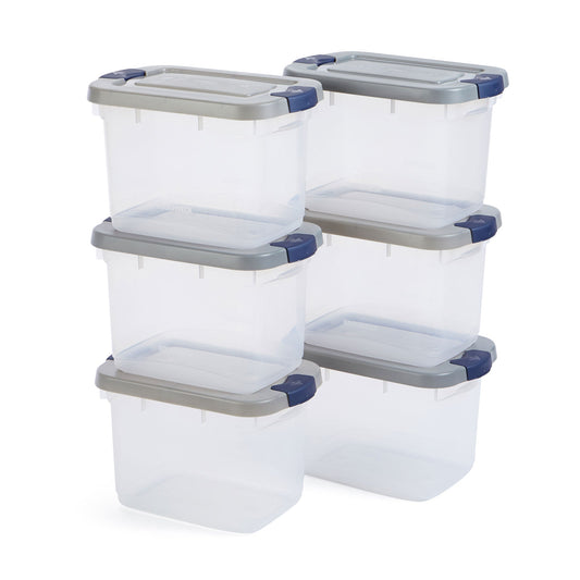 Rubbermaid 6 Pack Roughneck Clear Storage Containers, Stackable Totes, 19 Quart