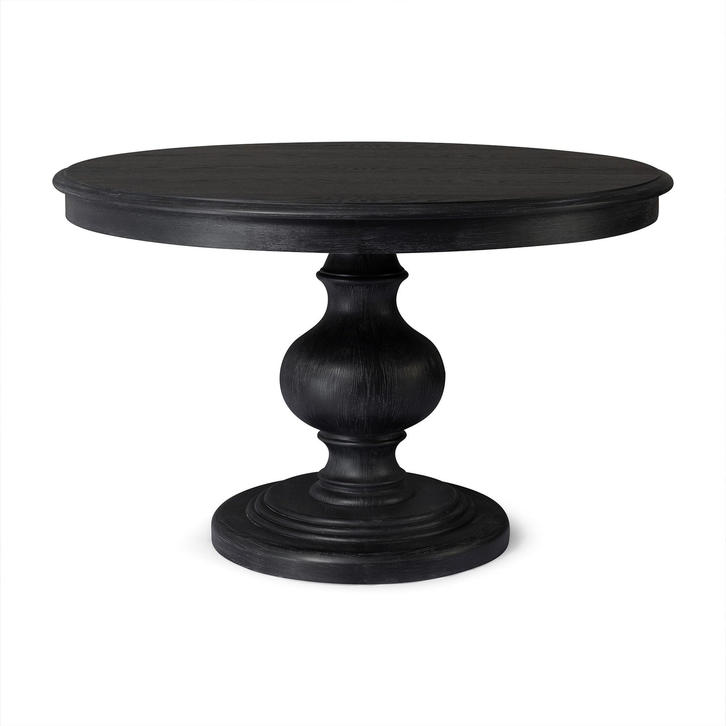 Zola Classical Round Wooden Dining Table in Antiqued Black Finish
