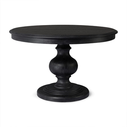 Zola Classical Round Wooden Dining Table in Antiqued Black Finish