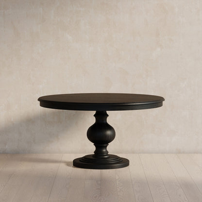 Zola Classical Round Wooden Dining Table in Antiqued Black Finish