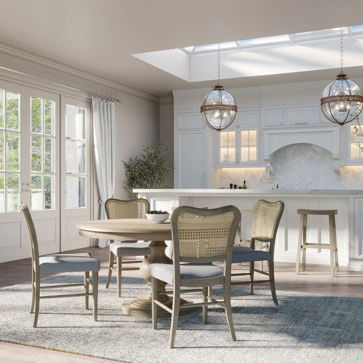 Zola Classical Round Wooden Dining Table in Antiqued Grey Finish