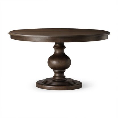 Zola Classical Round Wooden Dining Table in Antiqued Brown Finish