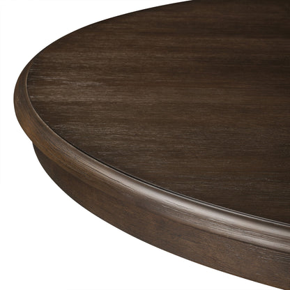 Zola Classical Round Wooden Dining Table in Antiqued Brown Finish