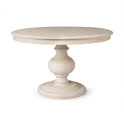 Zola Classical Round Wooden Dining Table in Antiqued White Finish