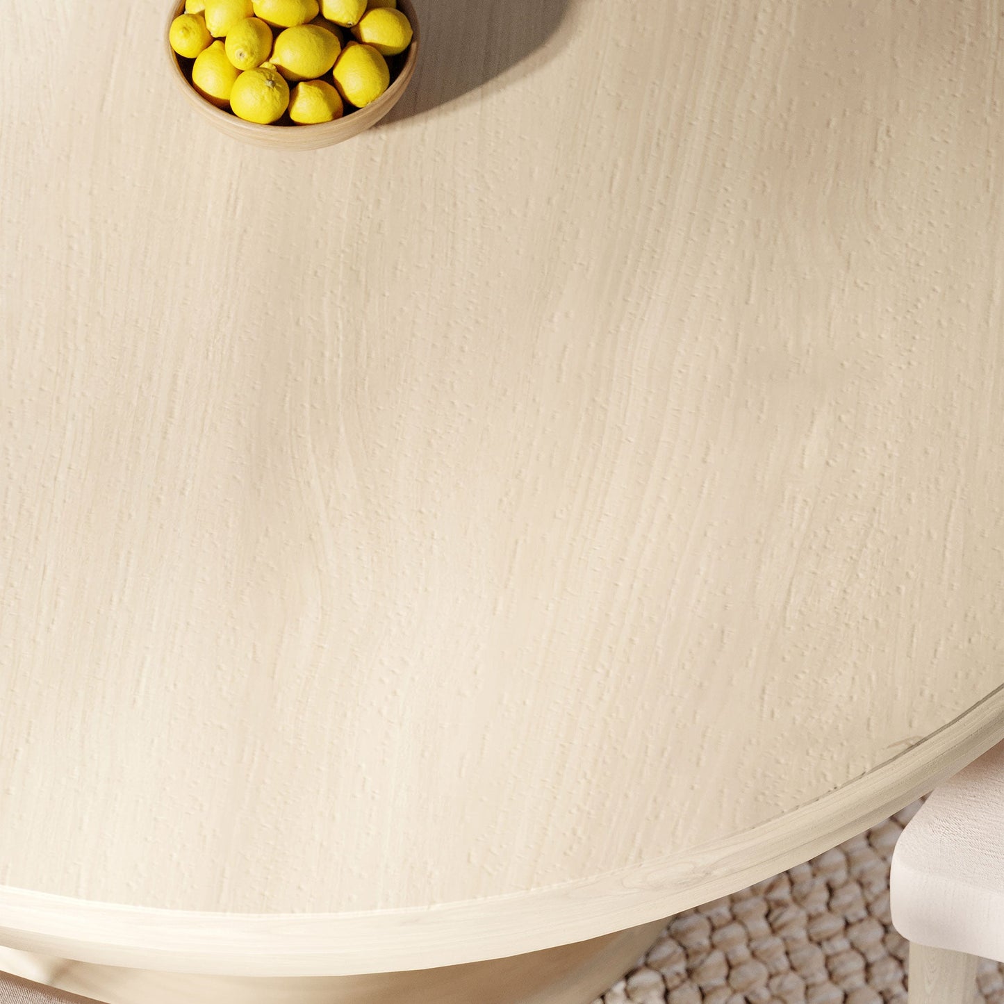 Zola Classical Round Wooden Dining Table in Antiqued White Finish