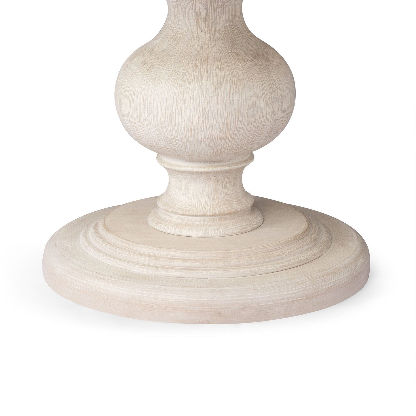 Zola Classical Round Wooden Dining Table in Antiqued White Finish