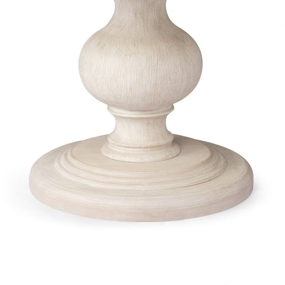 Zola Classical Round Wooden Dining Table in Antiqued White Finish