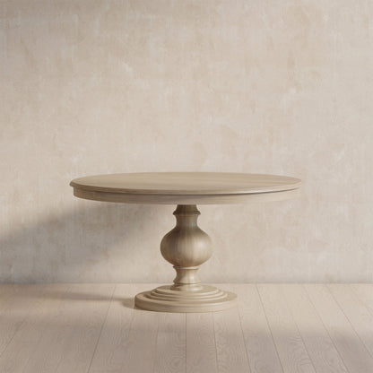 Zola Classical Round Wooden Dining Table in Antiqued White Finish