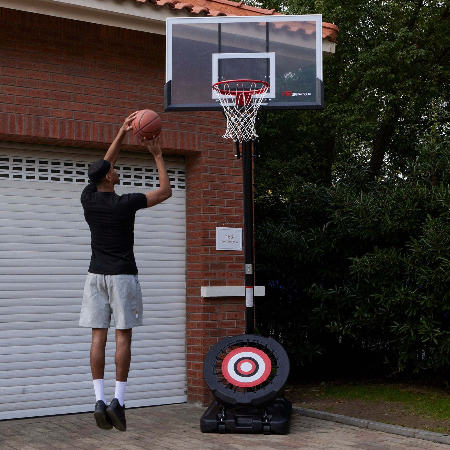 IE Sports Portable Basketball Hoop, Adjustable Height, 54" Backboard & Rebounder