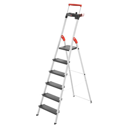 Hailo Folding 6 Step Non-Slip Ladder for Home & Kitchen, L100, Silver/Black