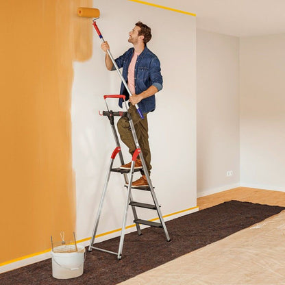 Hailo Folding 6 Step Non-Slip Ladder for Home & Kitchen, L100, Silver/Black