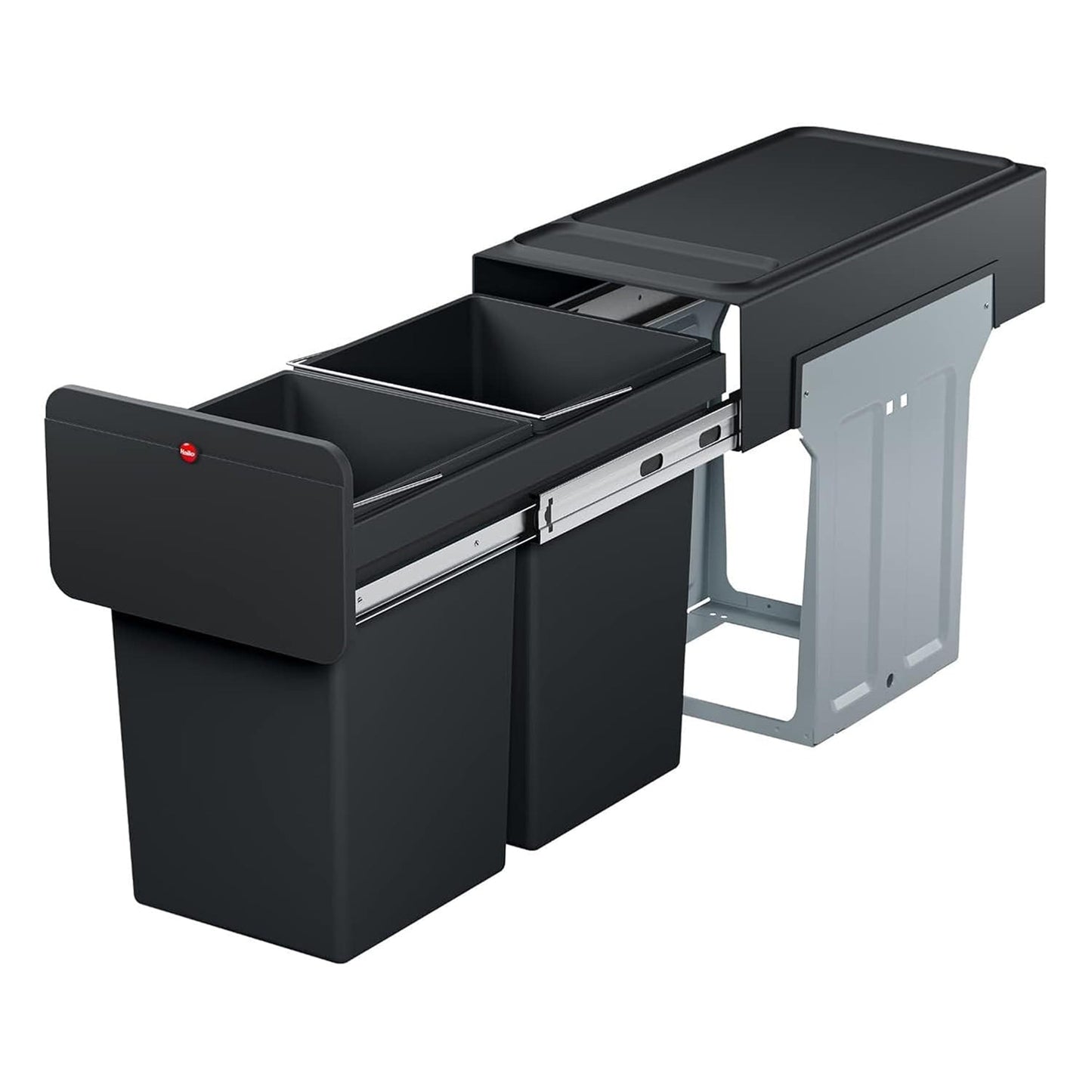 Hailo Kitchen Trash Can Dual 14 Liter Waste Separation, EcoLine Design L, Black