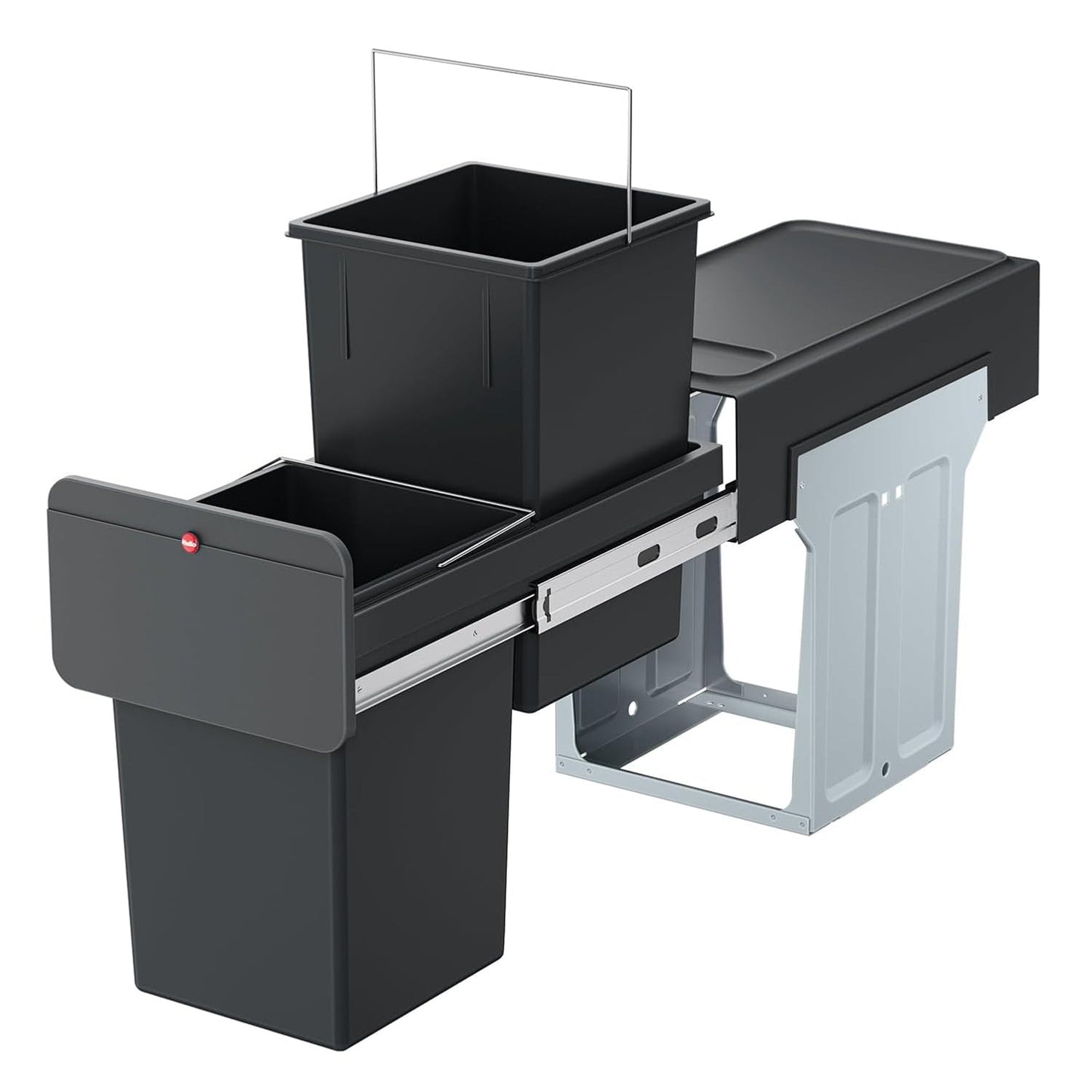 Hailo Kitchen Trash Can Dual 14 Liter Waste Separation, EcoLine Design L, Black