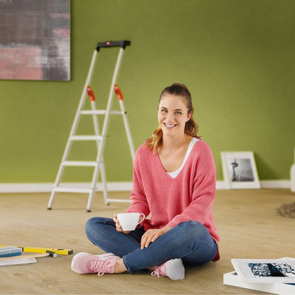 Hailo Folding Step Ladder, Non-Slip, 8 Steps for Home & Kitchen, L60, Silver/Red