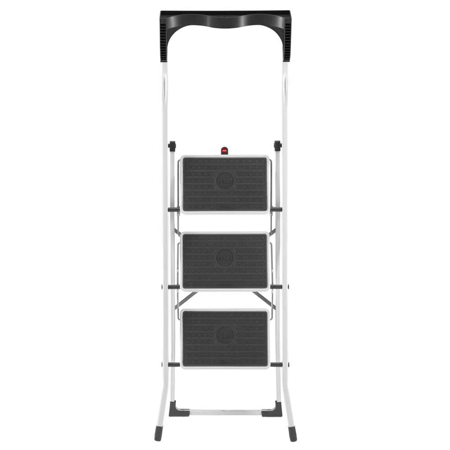 Hailo Folding Step Stool, Non-Slip 3 Step Steel Ladder for Home & Kitchen, White