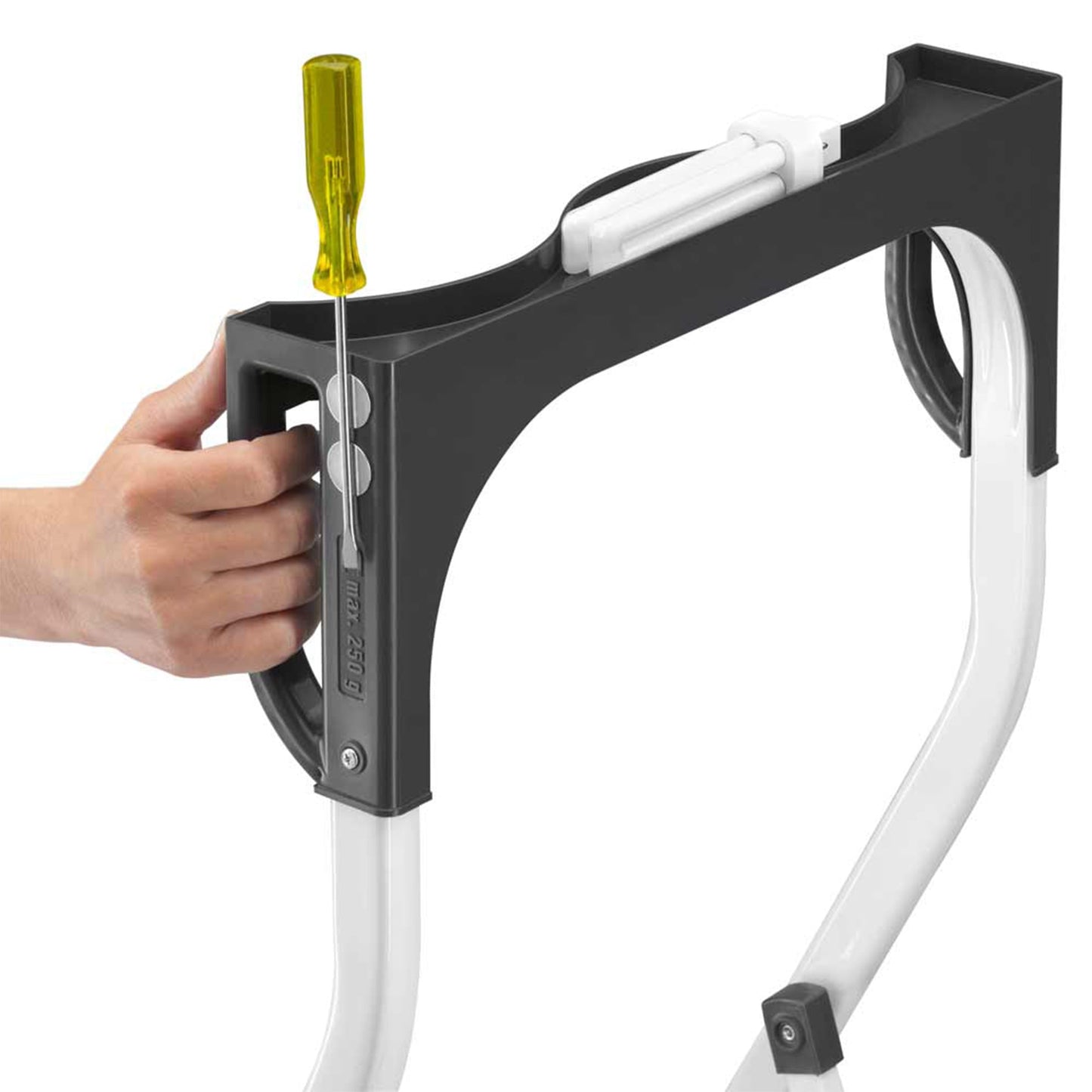 Hailo Folding Step Stool, Non-Slip 2 Step Steel Ladder for Home & Kitchen, White