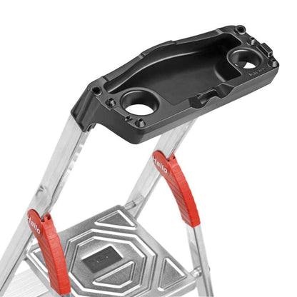 Hailo Folding Step Stool, 5 Step Ladder w/ Tray for Home & Kitchen, L60, Silver