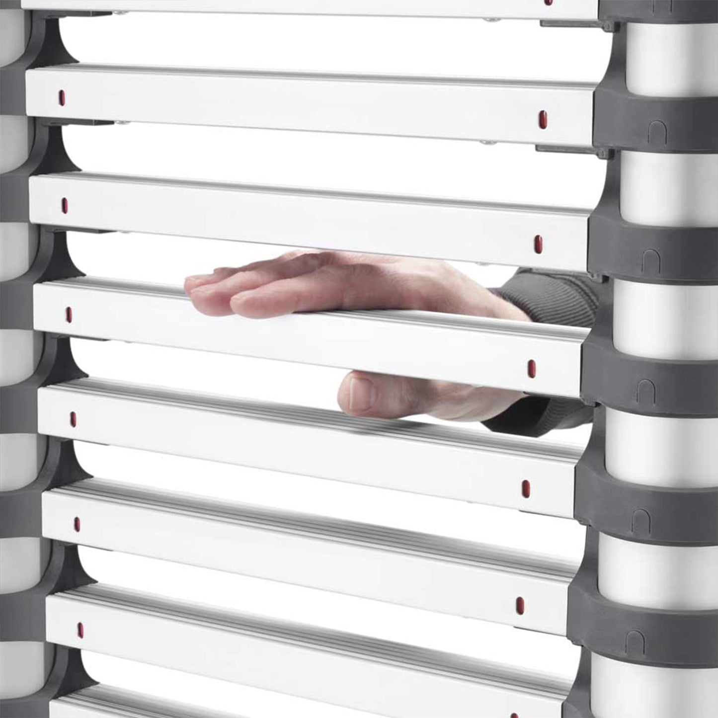 Hailo Height Adjustable Portable Compact Aluminum Telescoping Ladder, Red/Black