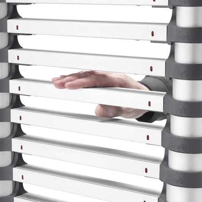 Hailo Height Adjustable Portable Compact Aluminum Telescoping Ladder, Red/Black