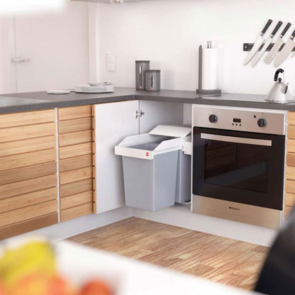 Hailo Multi-Box Duo L Pull-Out Trash Can, 11.8" Cabinet, 2 Bins, 3.7 Gal, Blue