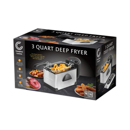 Complete Cuisine 1200W 3L Electric Deep Fryer with Stainless Steel Tank Lid