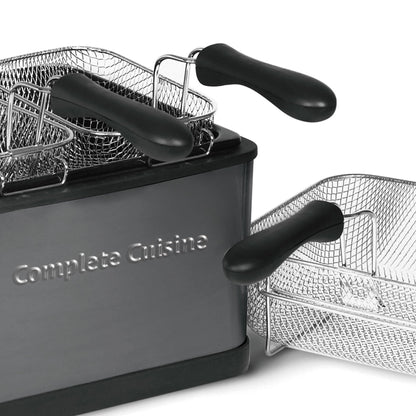 Complete Cuisine 4 Liter Electric Deep Fryer with 3 Fryer Baskets, Lid & Filter
