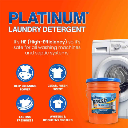 Ultra Fresh 6X Platinum Laundry Detergent, Up to 640 Loads, ColdWater, 5 Gallon