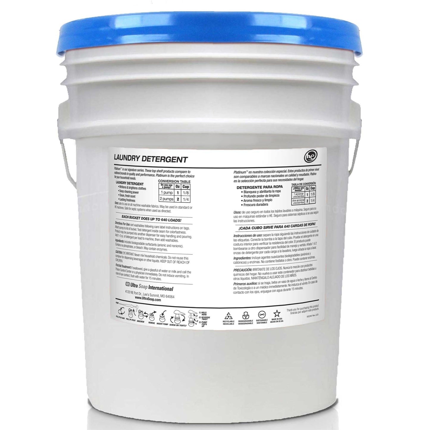 Ultra Fresh 6X Platinum Laundry Detergent, Fragrance Free + Dye Free, 5 Gallon