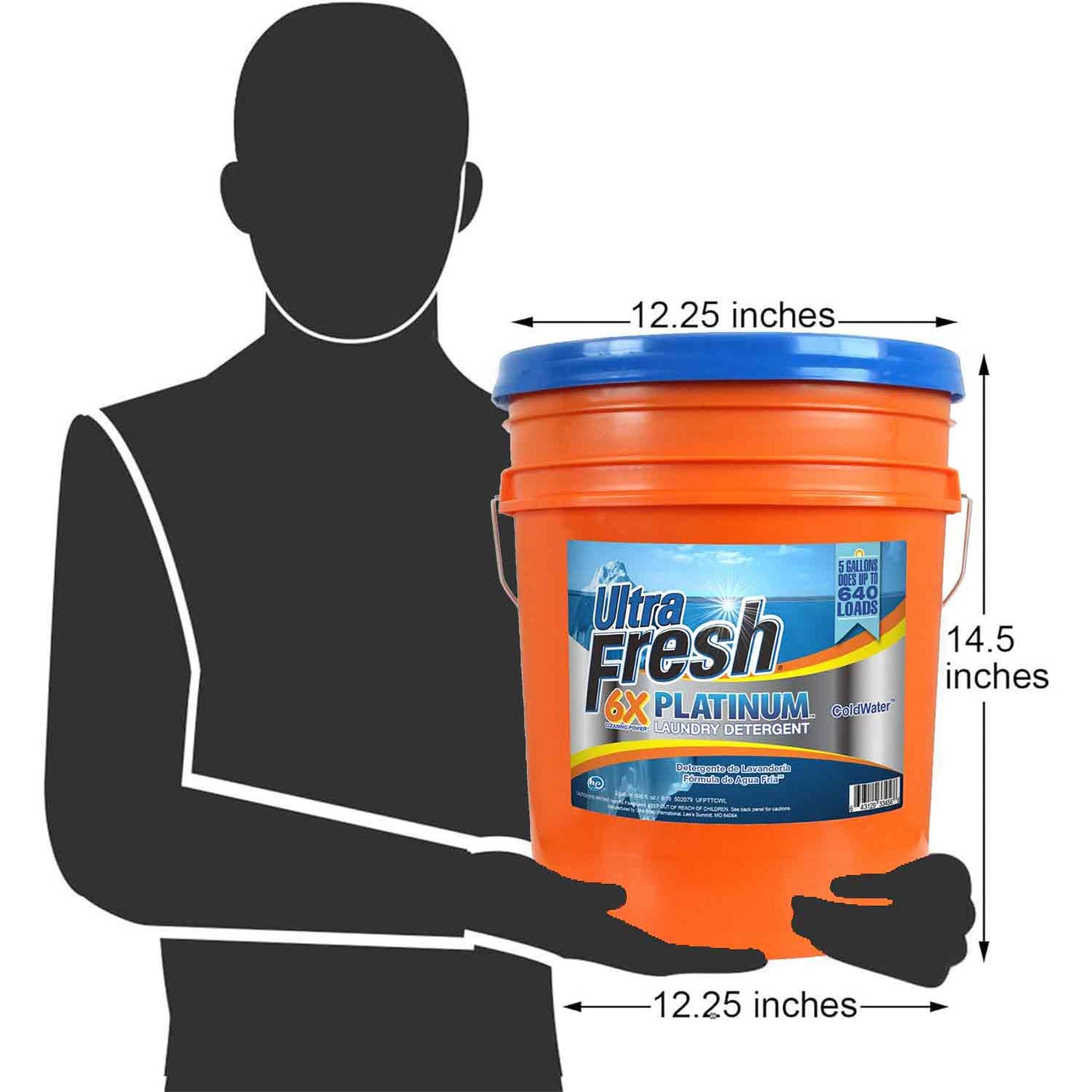 Ultra Fresh 6X Platinum Laundry Detergent, Up to 640 Loads, ColdWater, 5 Gallon