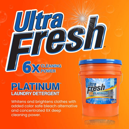 Ultra Fresh 6X Platinum Laundry Detergent, Up to 640 Loads, Bleach Alt, 5 Gallon