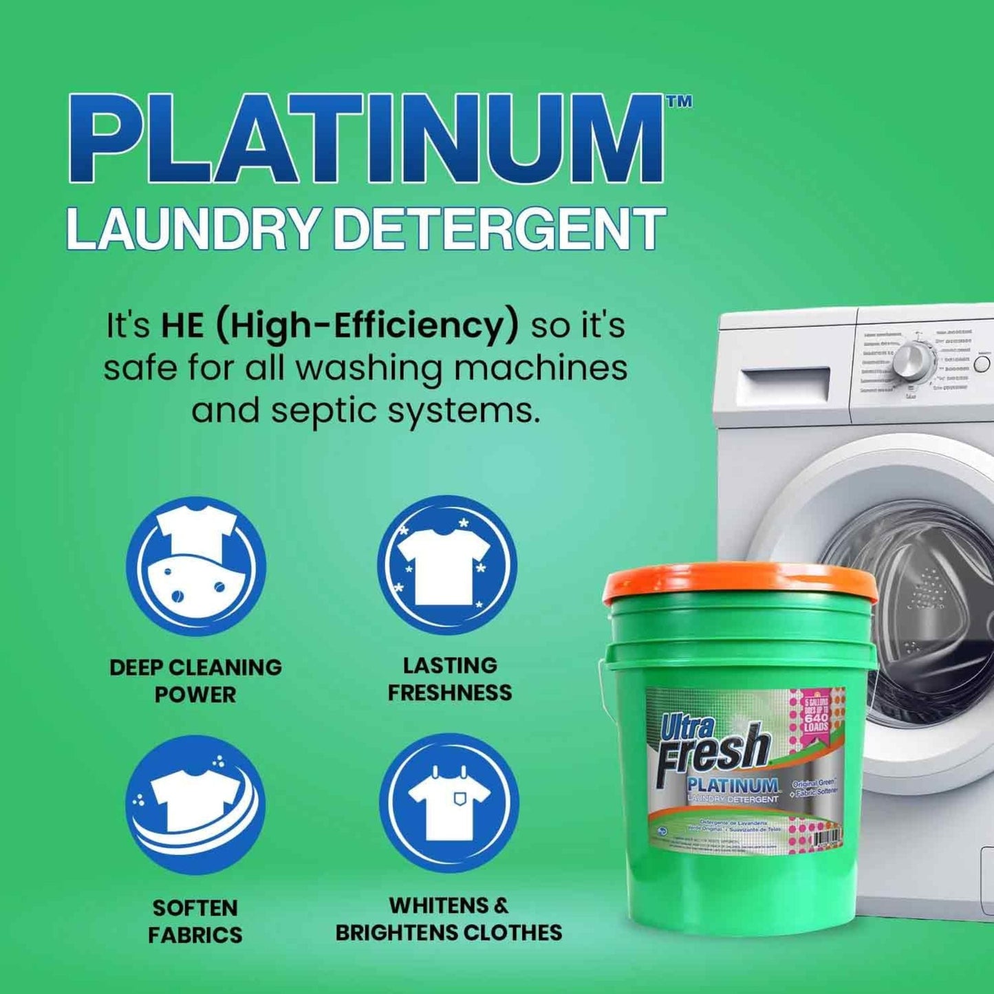 Ultra Fresh 3X Platinum Liquid Laundry Detergent with Fabric Softener, Green