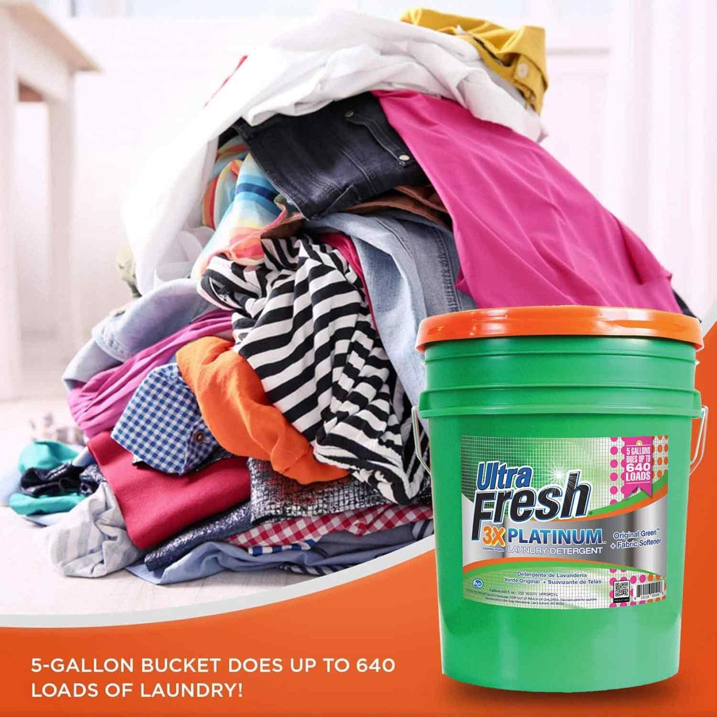 Ultra Fresh 3X Platinum Liquid Laundry Detergent with Fabric Softener, Green