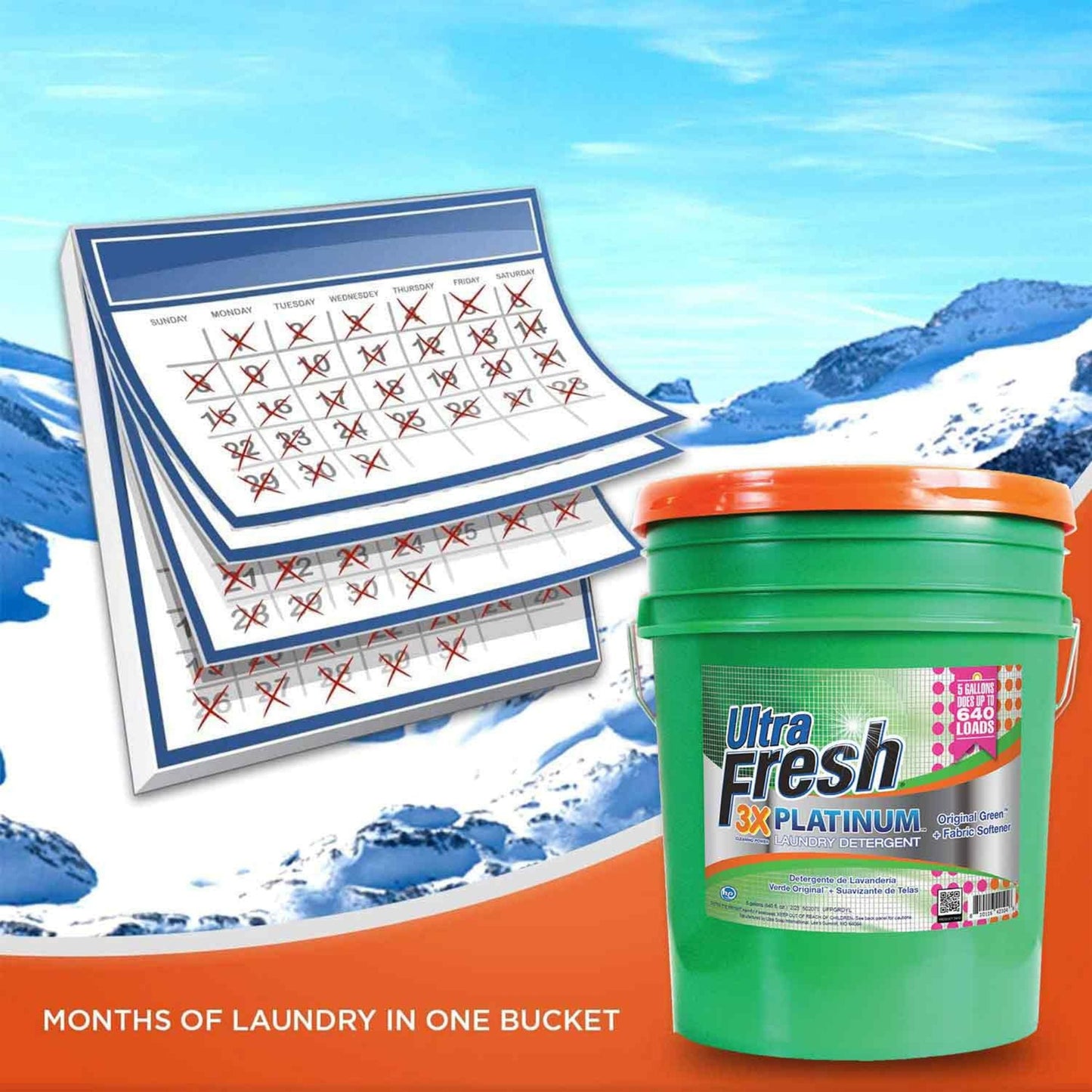 Ultra Fresh 3X Platinum Liquid Laundry Detergent with Fabric Softener, Green