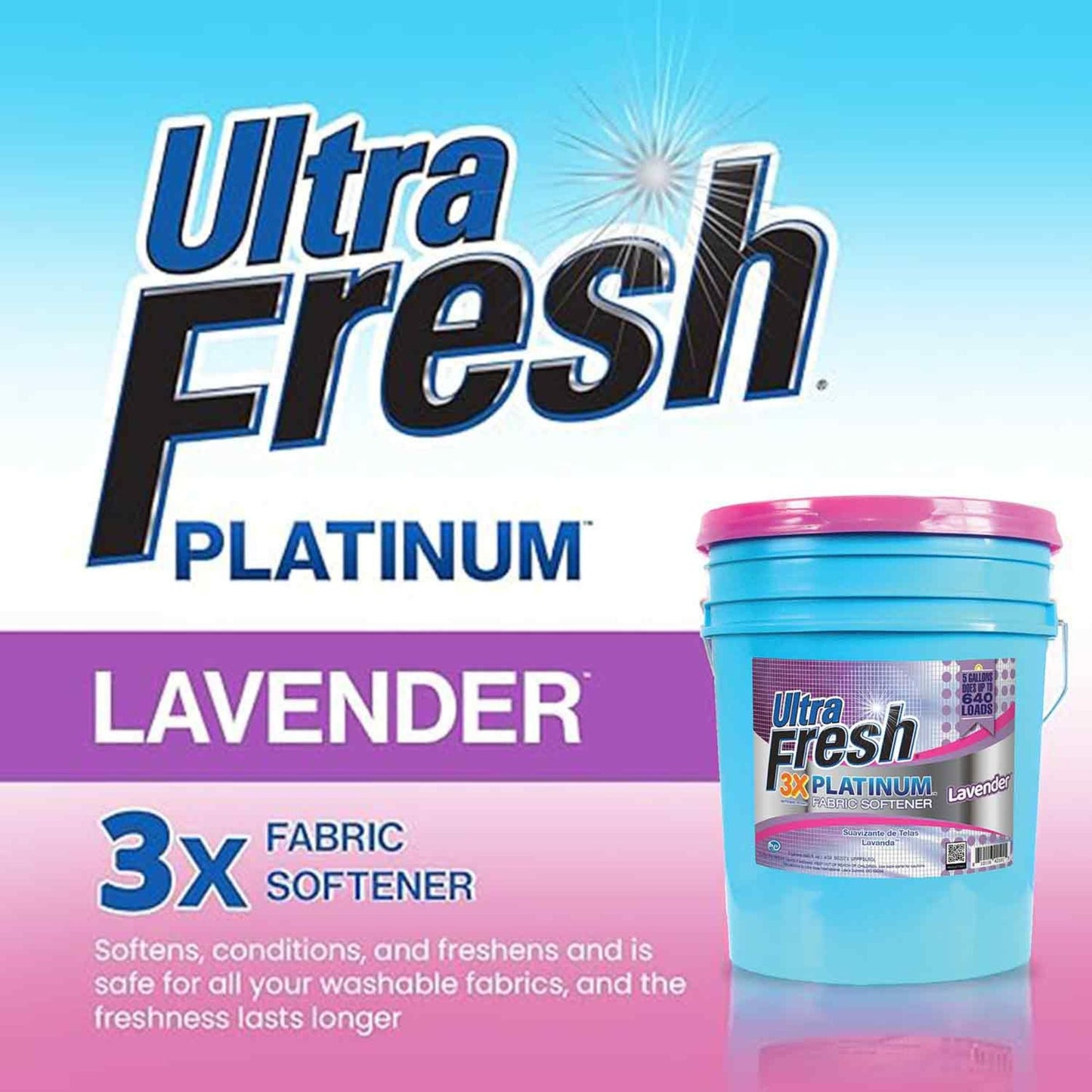 Ultra Fresh Platinum Laundry Fabric Softener up to 640 Loads, Lavender, 5 Gallon