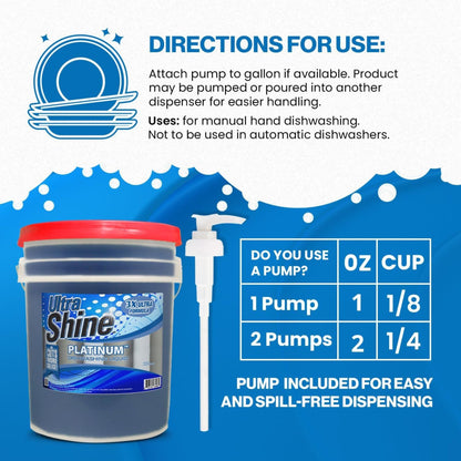 Ultra Shine™ 3X Platinum™ Dishwashing Liquid - Grease Remover, 5 Gallon, Blue