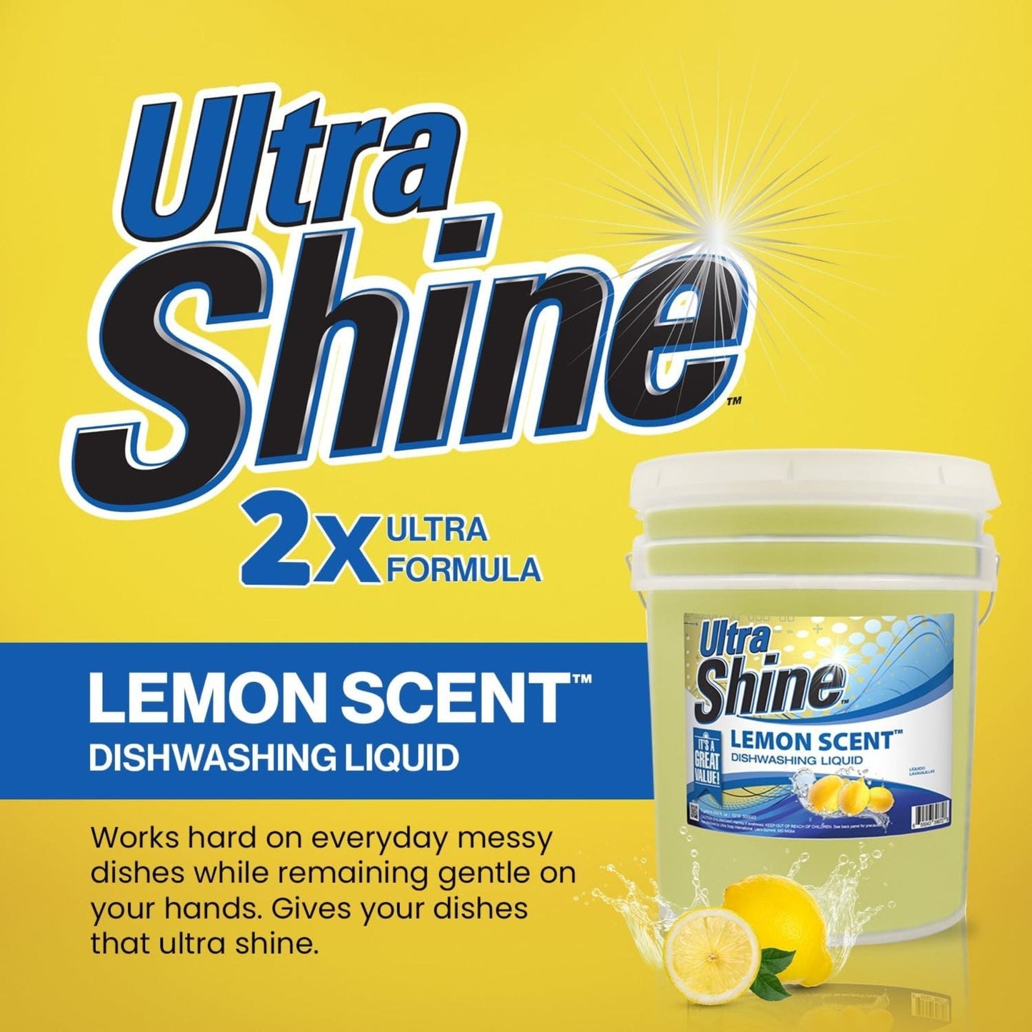 Ultra Shine ™ 5 Gallon 2X Platinum ™ Dish Cleaning Liquid, Lemon Scent, Yellow