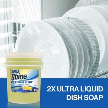 Ultra Shine ™ 5 Gallon 2X Platinum ™ Dish Cleaning Liquid, Lemon Scent, Yellow