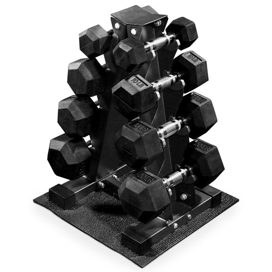 BalanceFrom Dumbbell Set with Stand, Rubber Encased Home Gym Hand Weights, 100lb