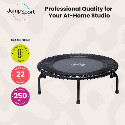 JumpSport 230 Fitness Trampoline, 39-inch | ESSENTIAL | Low-Impact Home Rebounder | 3-Piece Frame