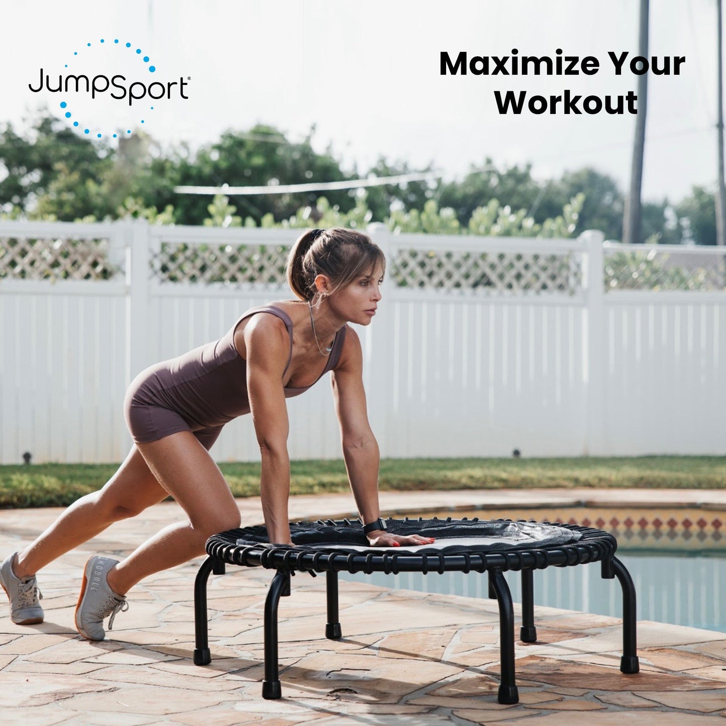 JumpSport 230 Fitness Trampoline, 39-inch | ESSENTIAL | Low-Impact Home Rebounder | 3-Piece Frame