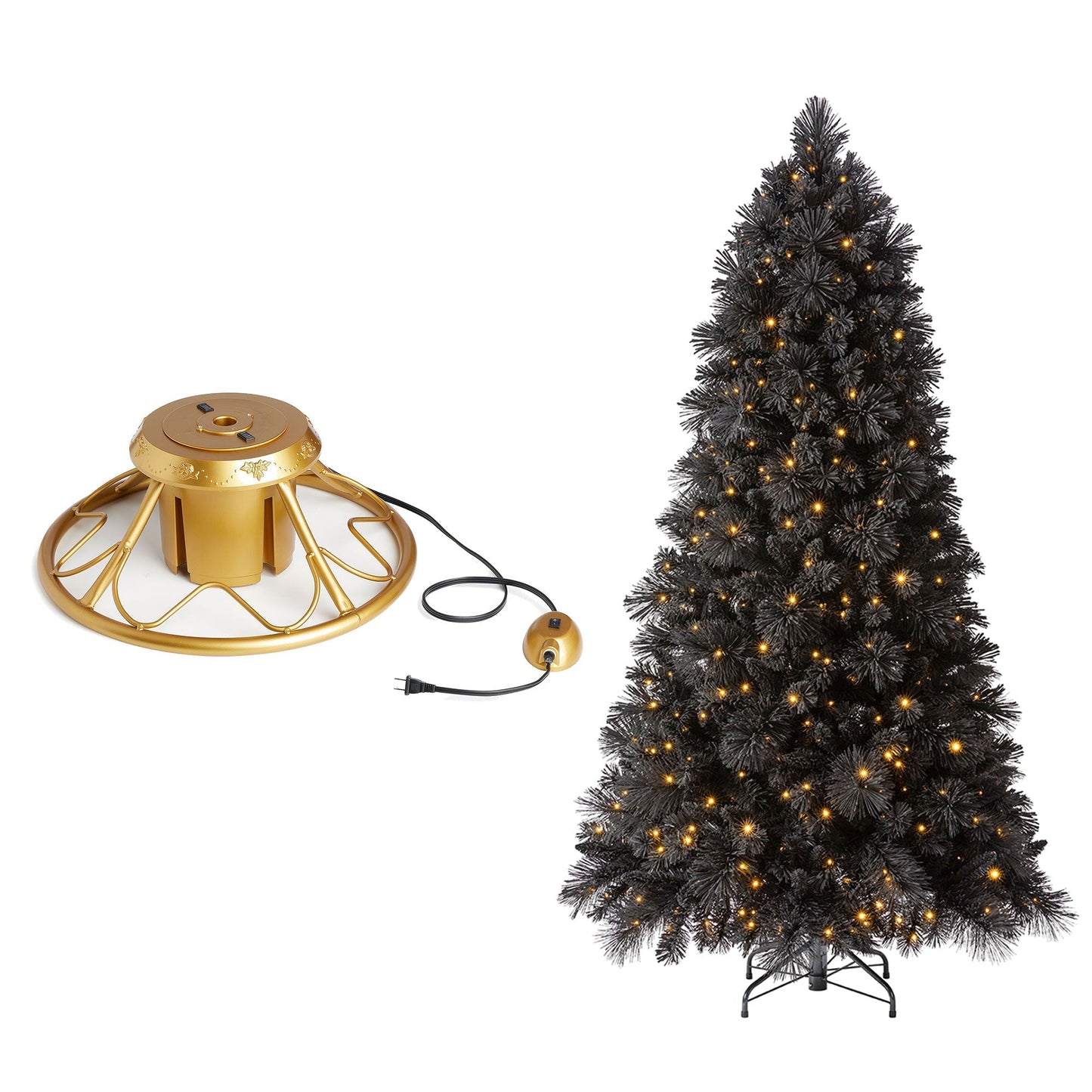 Home Heritage Rotating Tree Stand Base w/Snowdrift 6.5 Ft Pre-Lit Holiday Tree