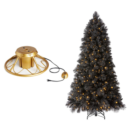 Home Heritage Rotating Tree Stand Base w/Snowdrift 6.5 Ft Pre-Lit Holiday Tree
