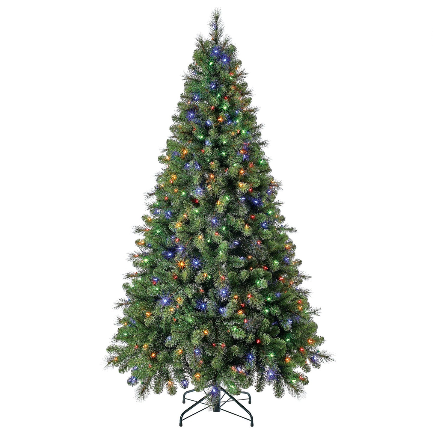 Home Heritage Rotating Tree Stand Base w/ Cascade 7 Ft Pre-Lit Holiday Tree