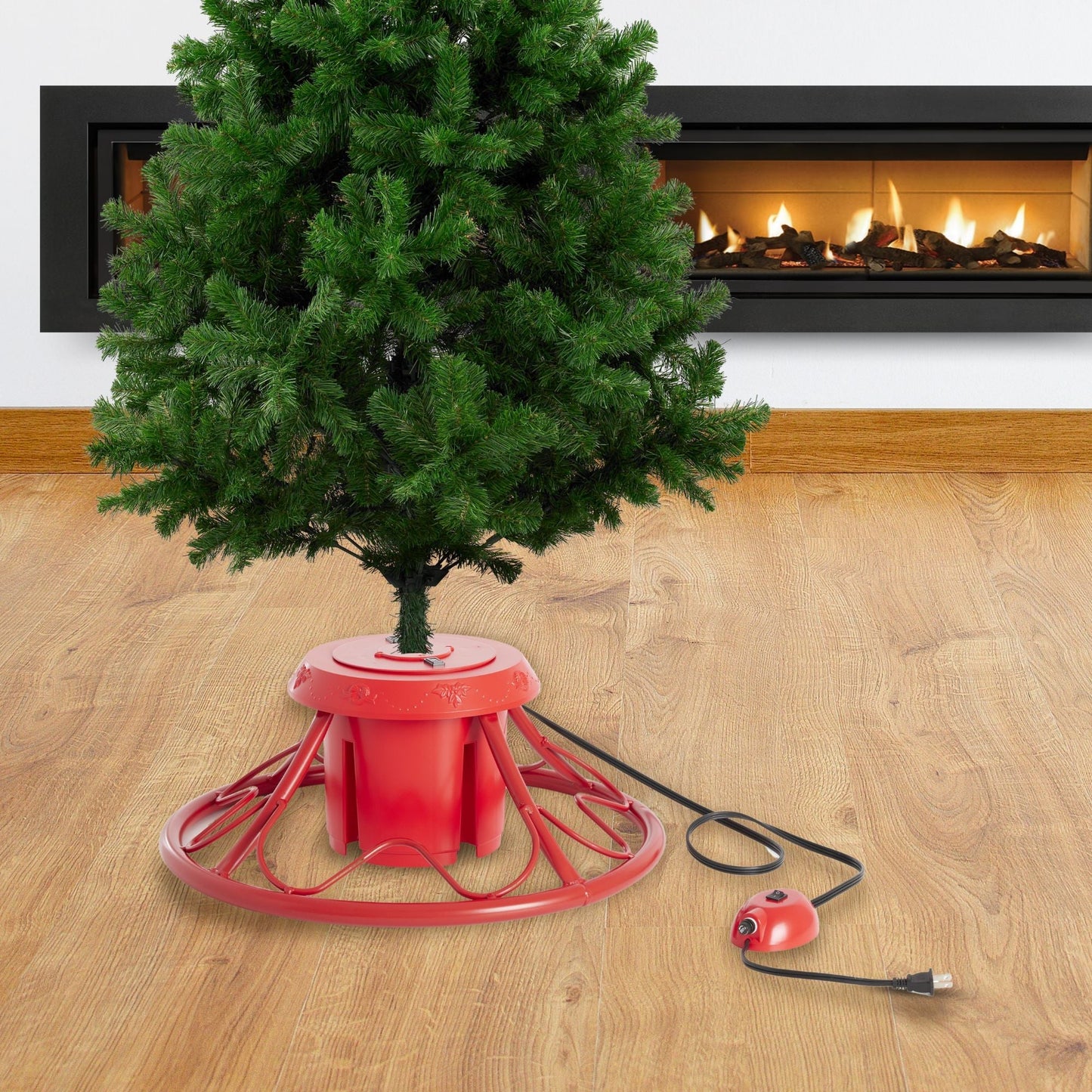 Home Heritage Rotating Tree Stand Base w/Stanley 7' Skinny Pencil Christmas Tree