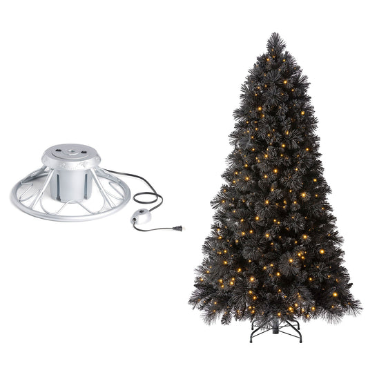 Home Heritage Rotating Tree Stand Base w/Snowdrift 6.5' Pine Christmas Tree