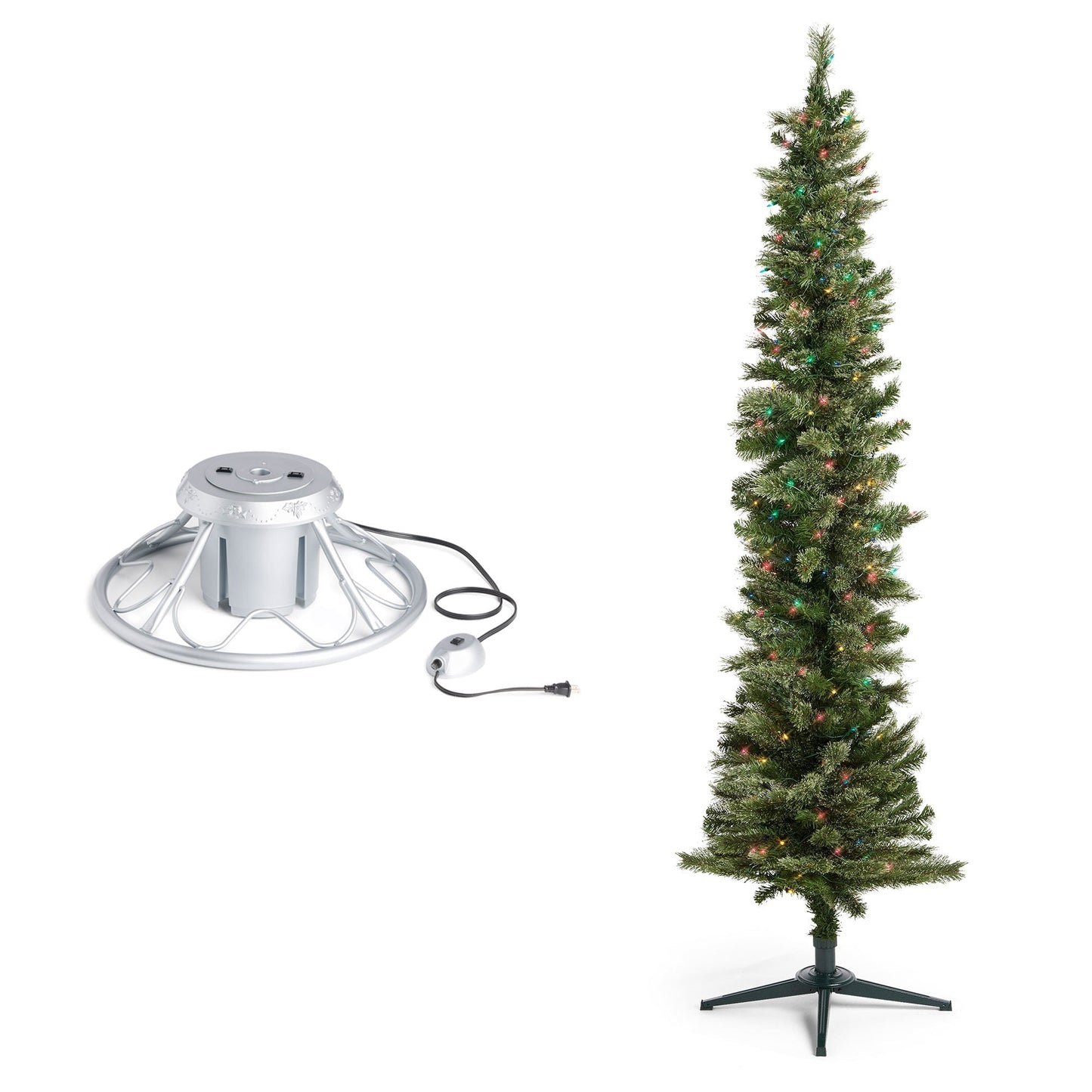 Home Heritage Rotating Tree Stand Base w/Stanley 7' Artificial Christmas Tree